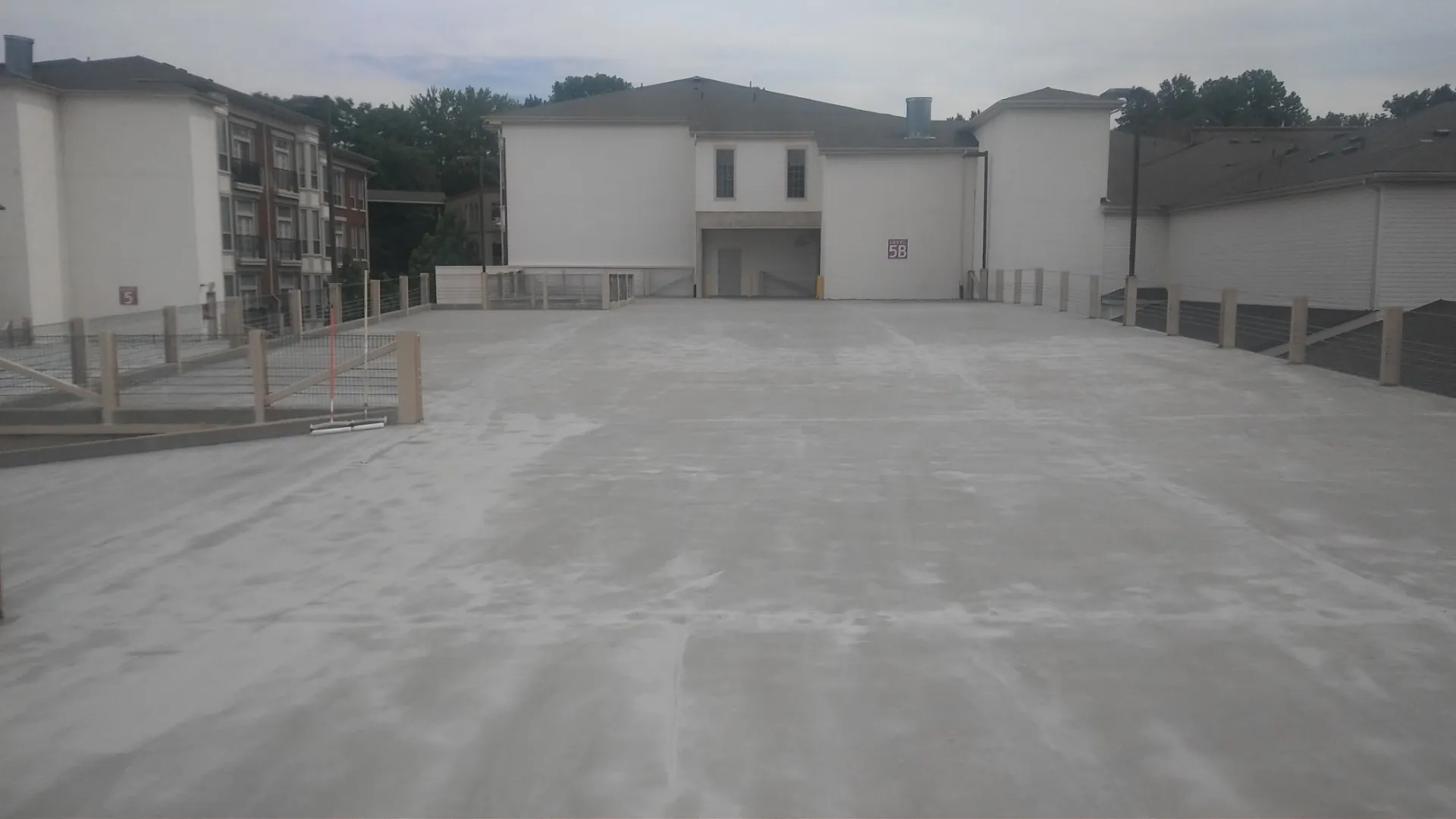 Parking deck surface during repair work
