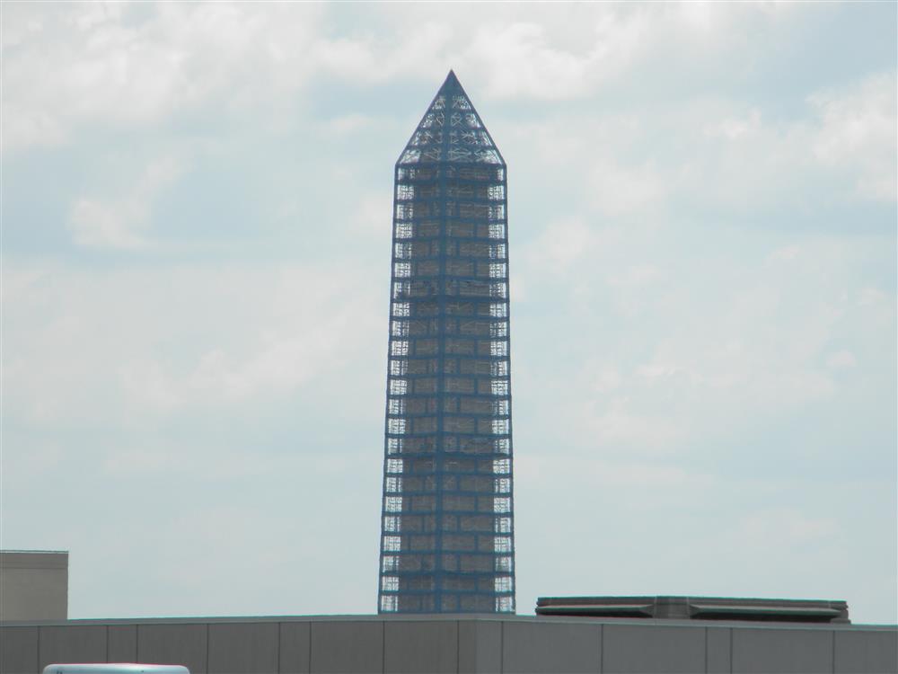 Washington monument wrapped with scaffold